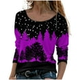 thumbnail image 1 of Thin Loose Blouse Tops for Women Round Neck Long Sleeve Top Floral Print Top Fashion Tie Dye Top Casual Pullover Tops, 1 of 5