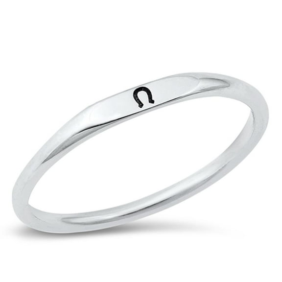 Thin Lucky Horseshoe Stacking Ring .925 Sterling Silver Band Jewelry Female Male Unisex Size 4