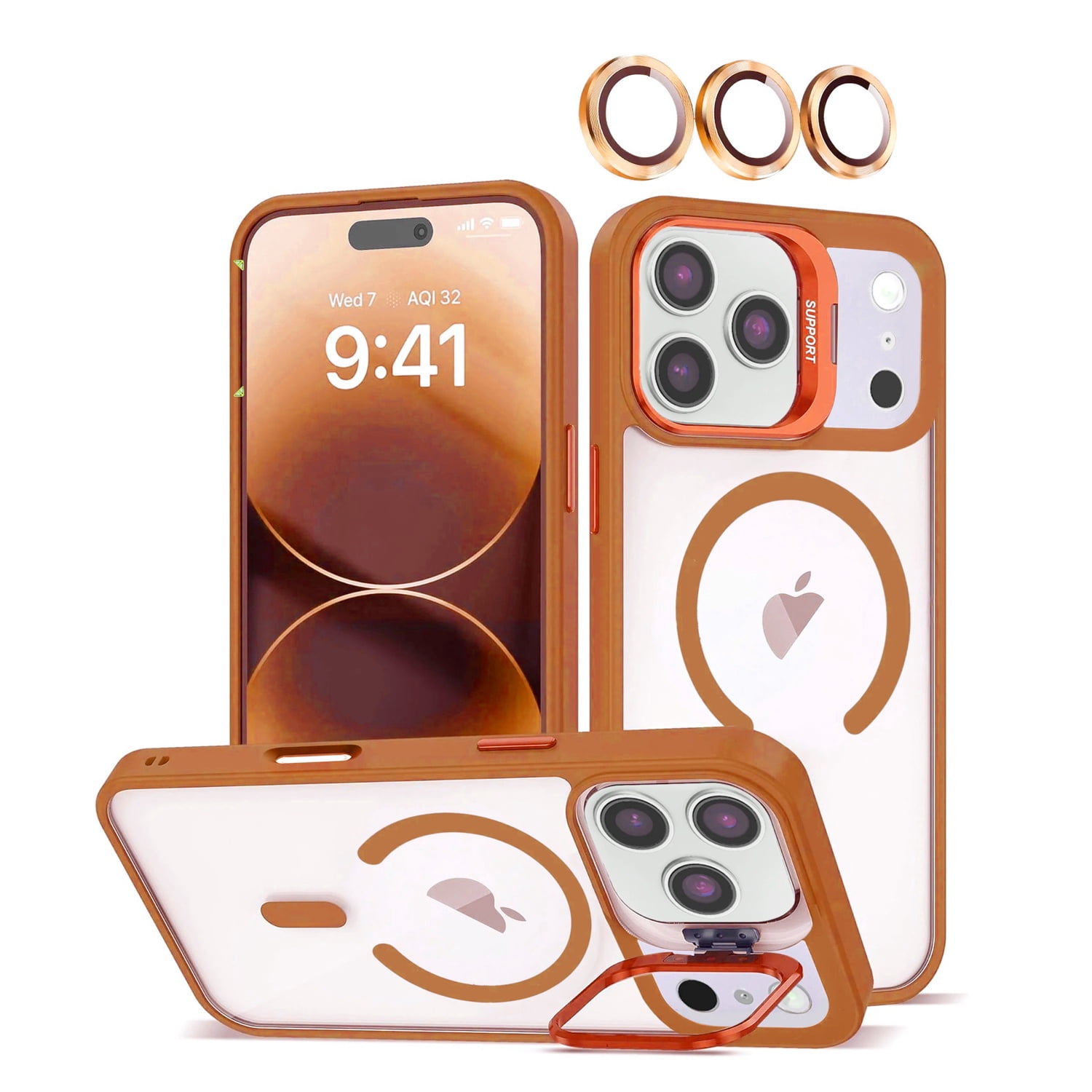Thin Magnetic Clear Case with Camera Stand & Camera Cover for iPhone 17 Pro Max
