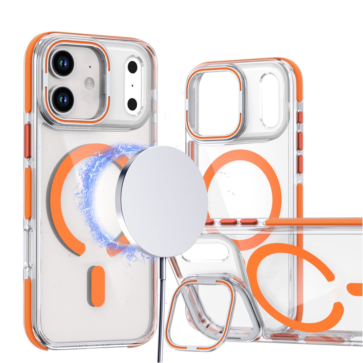 Thin Magnetic Clear Case with Camera Stand for iPhone 17 Pro Max