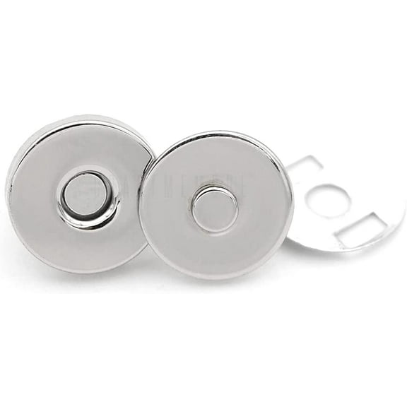 Thin Magnetic Snap Buttons Quality Strong Clasp for Purse Sewing Handbags Closures 6 Pack MNS (14mm, Silver)