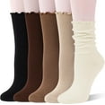 thumbnail image 1 of Thin Merino Wool Ruffle Boot Socks Warm Winter Cozy Frilly Soft Casual Breathable Socks for Womens 5 Pairs, 1 of 6