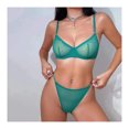 thumbnail image 1 of Thin Mesh Bra And Brief Lace See Through Control Push Up Full Cup Supportive Underwear Set, M, Green, 1 of 3