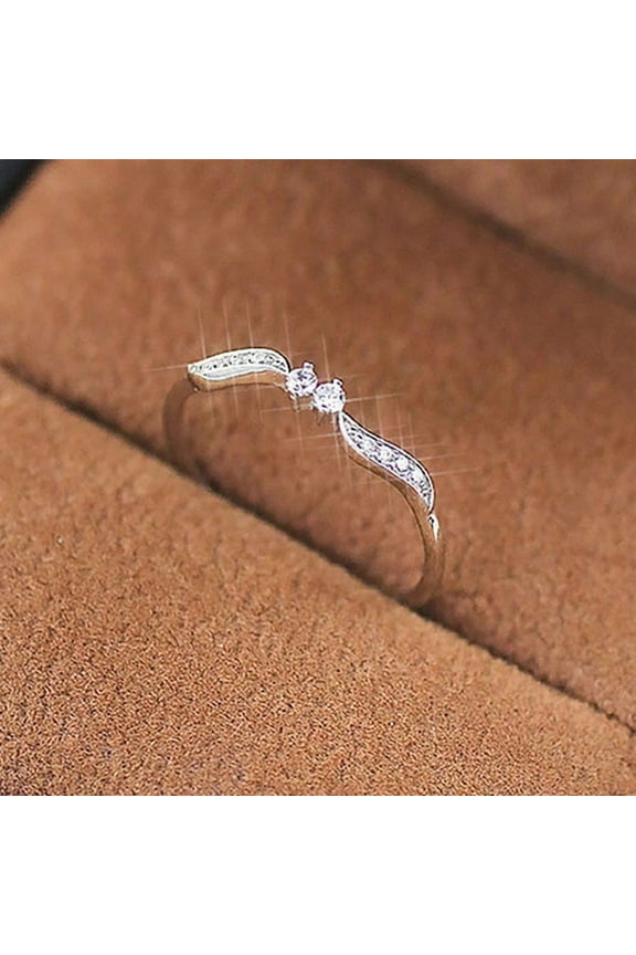 Thin Micro Pave  Band Ring 925 Sterling Silver Tiny Diamonds Wedding Engagement Promise Stackable Eternity Willow Leaf Binary Star Diamond Ring (7)
