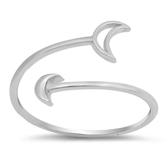 Thin Open Moon Arrow Adjustable Ring .925 Sterling Silver Band Jewelry Female Male Unisex Size 5