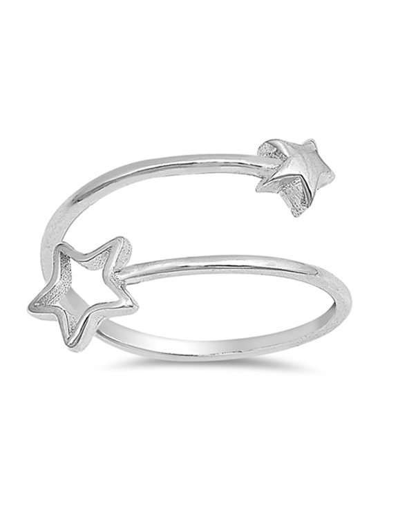 Thin Open Shooting Star Adjustable Ring .925 Sterling Silver Band Jewelry Female Male Unisex Size 4