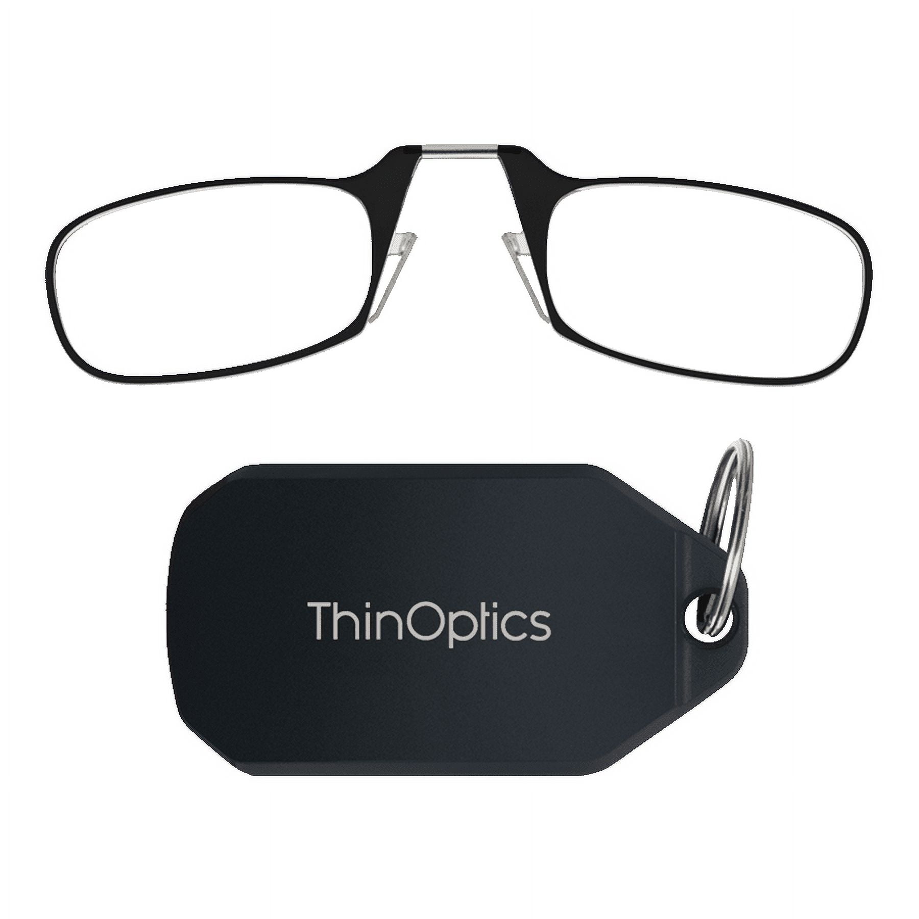 Thin Optics - +1.5 Power - Black Readers in Black + Key chain case