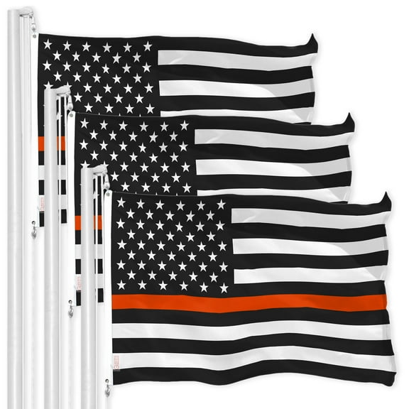 Thin Orange Line American Flag 3x5FT 3-Pack Printed 150D Polyester By G128