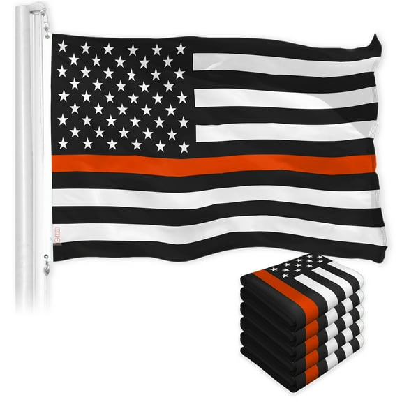 Thin Orange Line American Flag 3x5FT 5-Pack Printed 150D Polyester By G128