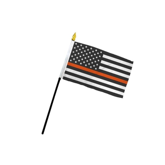 Thin Orange Line USA 4x6in Stick Flag