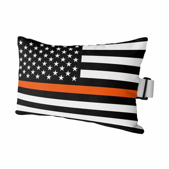 Thin Orange Outdoor Chaise Lounge Pillows Line Flag Search Rescue Officer Lumbar Pillows with Insert Adjustable Elastic Strap Headrest Pillow for Recliner Patio Chair 1 Pack 11x16 Inch