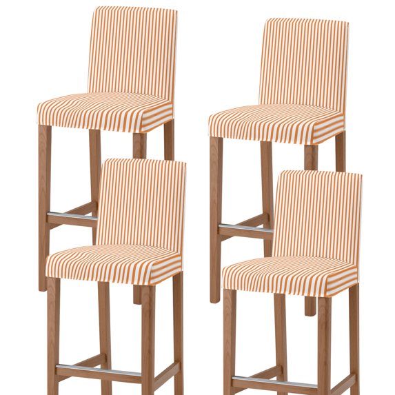 Thin Orange Striped Bar Stool Covers - Stretch Dining Chair Covers Set of 4, Farmhouse Modern Stripes Bar Chair Cover Removable Counter Stool Pub Chairs Slipcovers Protectors for Kitchen/Cafe