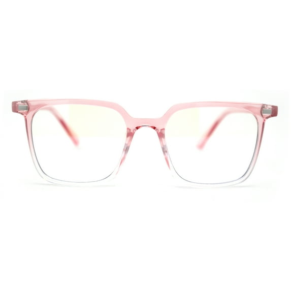 Thin Plastic Rectangular Horn Rim Blue Light Filtering Computer Eyeglasses Pink Clear