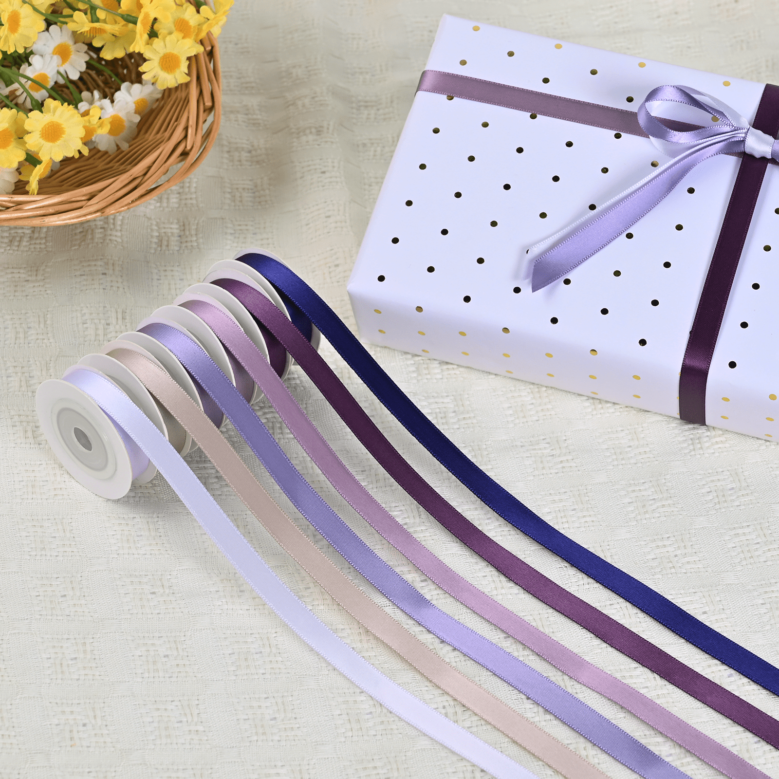 Thin Purple Ribbon 3/8 Inch x 30Yds Assorted Lavender, Lilac, Dark ...