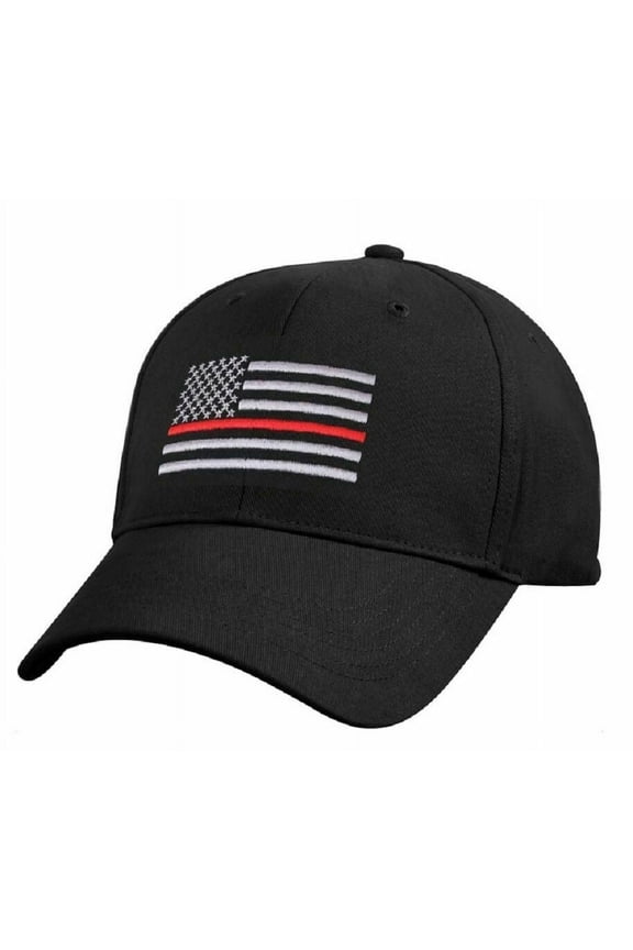 Thin RED Line USA Flag Ball Cap Fire Fighter Support Volunteer Fireman Hat BLACK