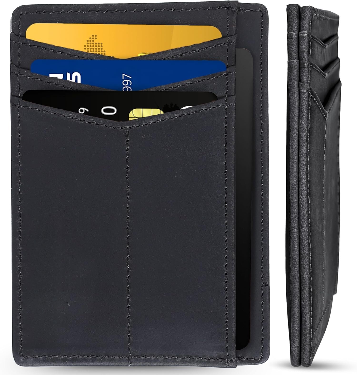 Thin RFID Blocking Full Grain Slim Front Pocket Minimalist Wallet with ...