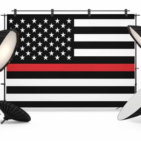 Thin Red Backdrop for Photography, Line Flags American Firefighter Red Stripes Flag Photo Backdrop Portrait Background Party Banner Photo Backgrounds for Studio Booth Props, 7x5ft
