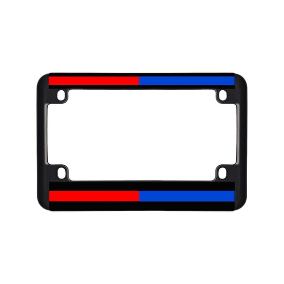 Thin Red Blue Line Style Police Firefighter Motorcycle Metal License Plate Frame Personalized/Motorcycle Accessories (Black/Black)