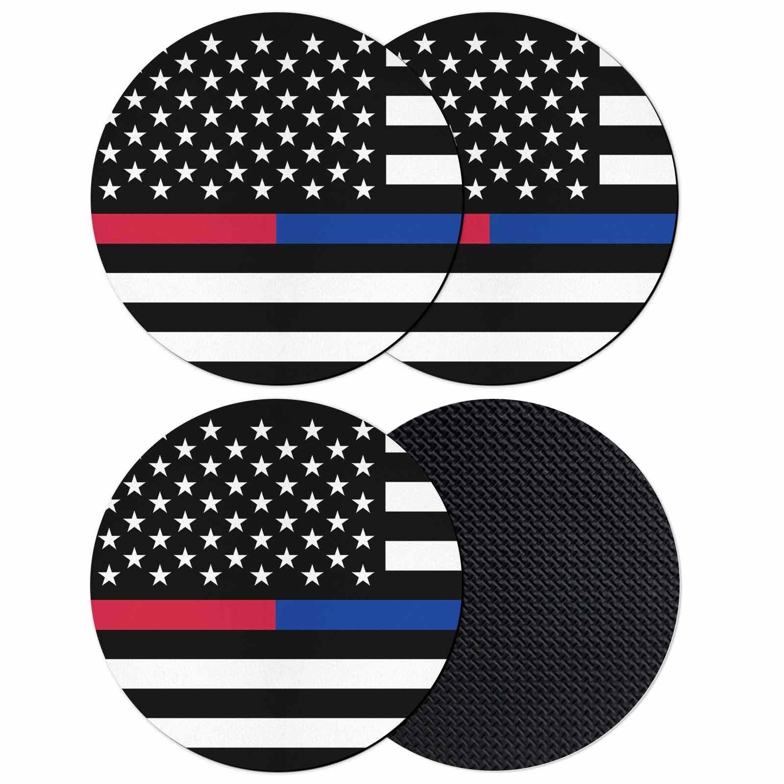 Thin Red Blue White Line Coasters Set of 4, American Flag Star ...
