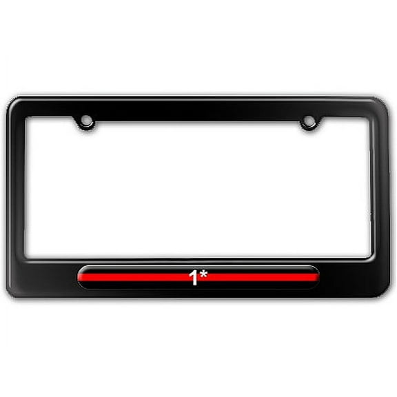 Thin Red Line 1 One Asterisk - Firefighter Firemen License Plate Frame