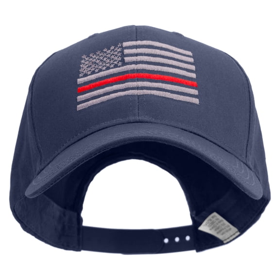 Thin Red Line American Flag Embroidered Big Size Structured Solid Poly Cotton Twill High Profile Prostyle Cap - Navy XL-3XL