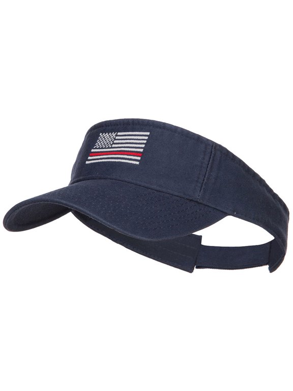 Thin Red Line American Flag Embroidered Washed Visor - Navy OSFM