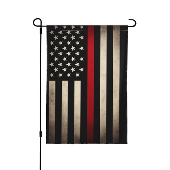 Thin Red Line American Flag Garden Flag 12x18 Inch Double Sided – Firefighter Support & Memorial Patriotic Outdoor Yard Decoration For Porch & Lawn
