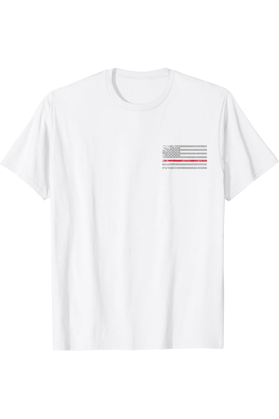 Thin Red Line American USA Flag Fireman Support Firefighter T-Shirt