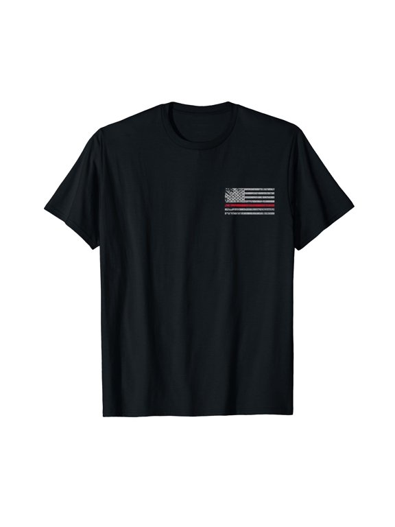 Thin Red Line American USA Flag Fireman Support Firefighter T-Shirt