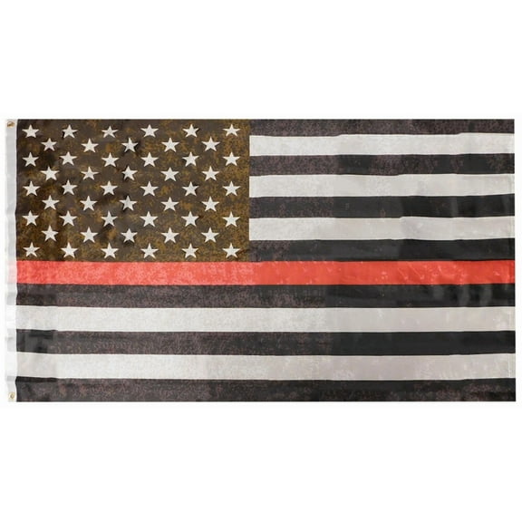 Thin Red Line Distressed American Flag 3 X 5 Ft Polyester Flag 100D