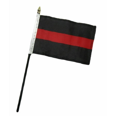 Thin Red Line Fire Fighters 4"x6" Flag Desk Set Table Stick Staff