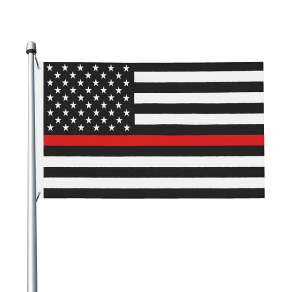 Thin Red Line Firefighter Flag 3x5 Outdoor Black Red and White American Flag Thin Red Stripe Banners with 2 Metal Grommets Honoring Firefighters and EMTs