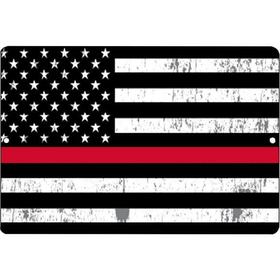 Thin Red Line Firefighter Flag Metal Tin Sign Wall Decor Man Cave Bar Support Fire Fighters