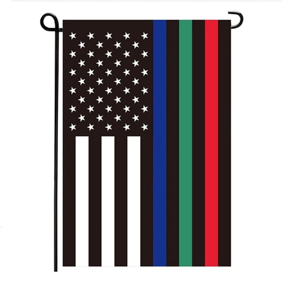 Thin Red Line Firefighter Garden Flag 12 x 18 Inches Double Sided Polyester, USA Fire Department Yard Flag (Flag Only)