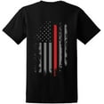 thumbnail image 1 of Thin Red Line Firefighter Maltese Cross American Flag Shirt, 1 of 4