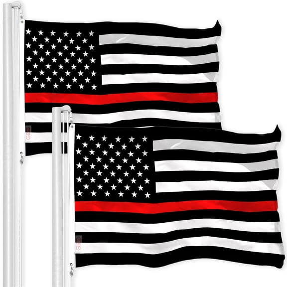 Thin Red Line Flag 3x5FT 2-Pack Printed 150D Polyester By G128