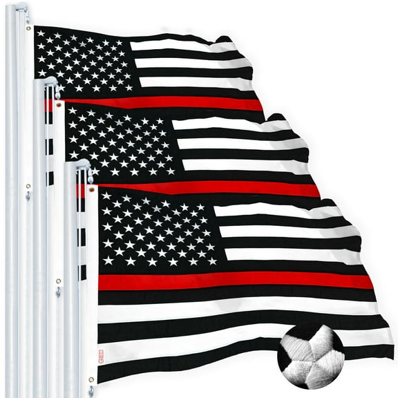 Thin Red Line Flag 3x5FT 3-Pack Embroidered Spun Polyester By G128