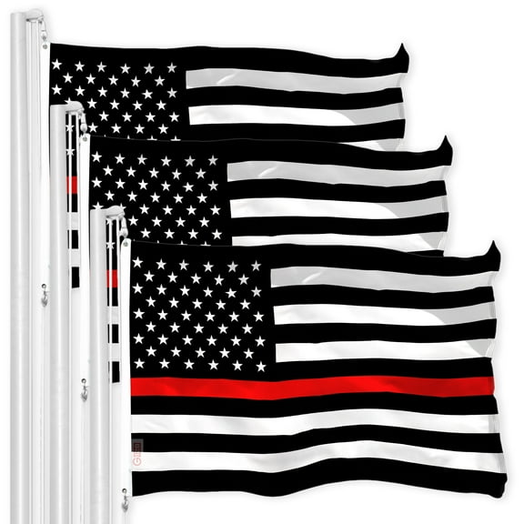 Thin Red Line Flag 3x5FT 3-Pack Printed 150D Polyester By G128