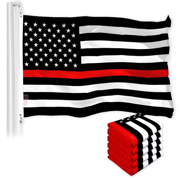 Thin Red Line Flag 3x5FT 5-Pack Printed 150D Polyester By G128