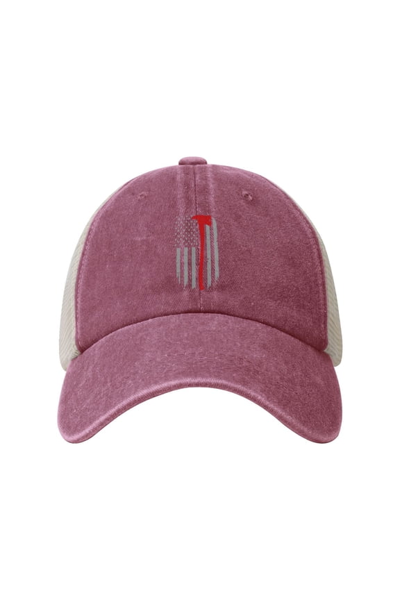 Thin Red Line Flag Firefighter Axe Unisex Cowboy Mesh Baseball Cap Adjustable Vintage Trucker Hat Classic Sport Hats Funny Hat