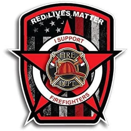 Thin Red Line Flag Firefighter Fire Department Fire Truck Red Lives Matter Decal Sticker Car Truck RLM