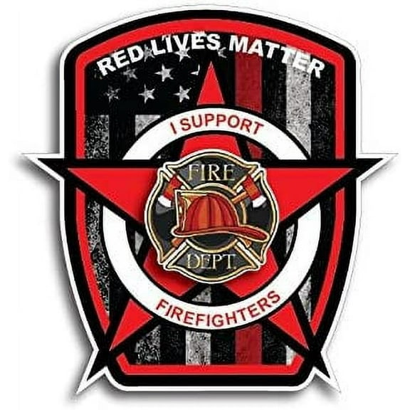 Thin Red Line Flag Firefighter Fire Department Fire Truck Red Lives Matter Decal Sticker Car Truck RLM