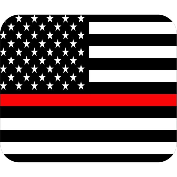 Thin Red Line Flag Patriotic Mouse Pad Mat Mousepad for Desk Computer Laptop PC Gaming Home or Office Gift for Firefighter (Red Line MP51)