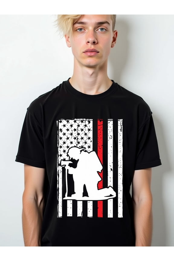 Thin Red Line Flag T-Shirt Mens Crew neck T-shirts black summer elegantly For summer Casual Daily Wear Fashion Unisex Shirt Cotton tshirts