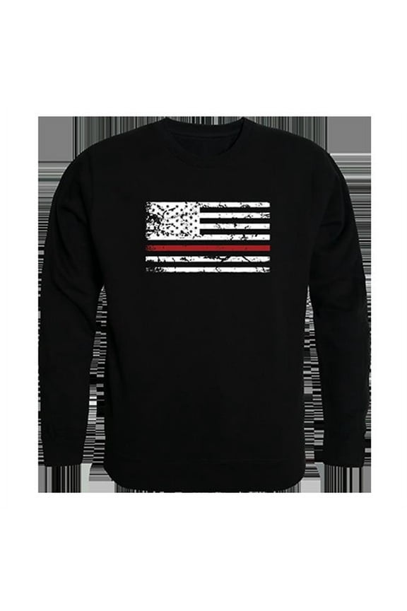 Thin Red Line Graphic Crew Neck Sweatshirt, Black - Extra Large