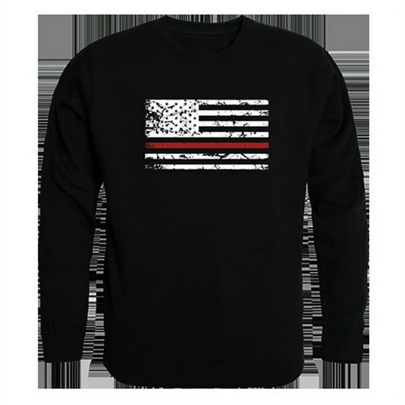 Thin Red Line Graphic Crew Neck Sweatshirt, Black - Large