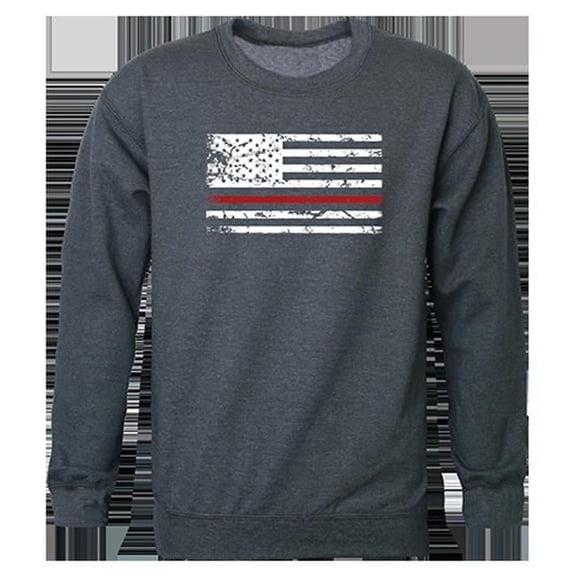 Thin Red Line Graphic Crewneck Sweatshirt, Heather Charcoal - Small