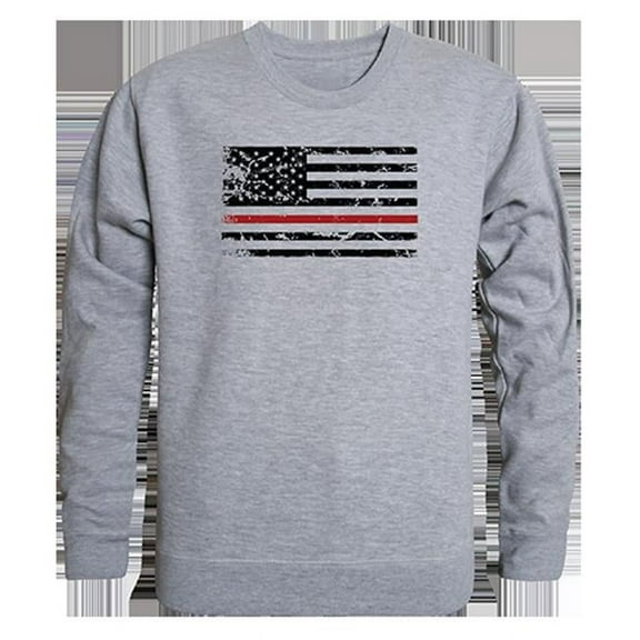 Thin Red Line Graphic Crewneck Sweatshirt, Heather Grey - Extra Large