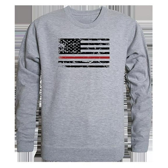 Thin Red Line Graphic Crewneck Sweatshirt, Heather Grey - Small