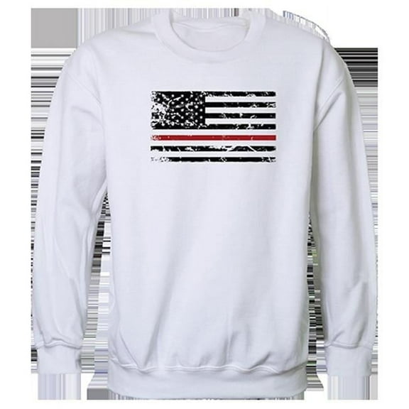Thin Red Line Graphic Crewneck Sweatshirt, White - Small